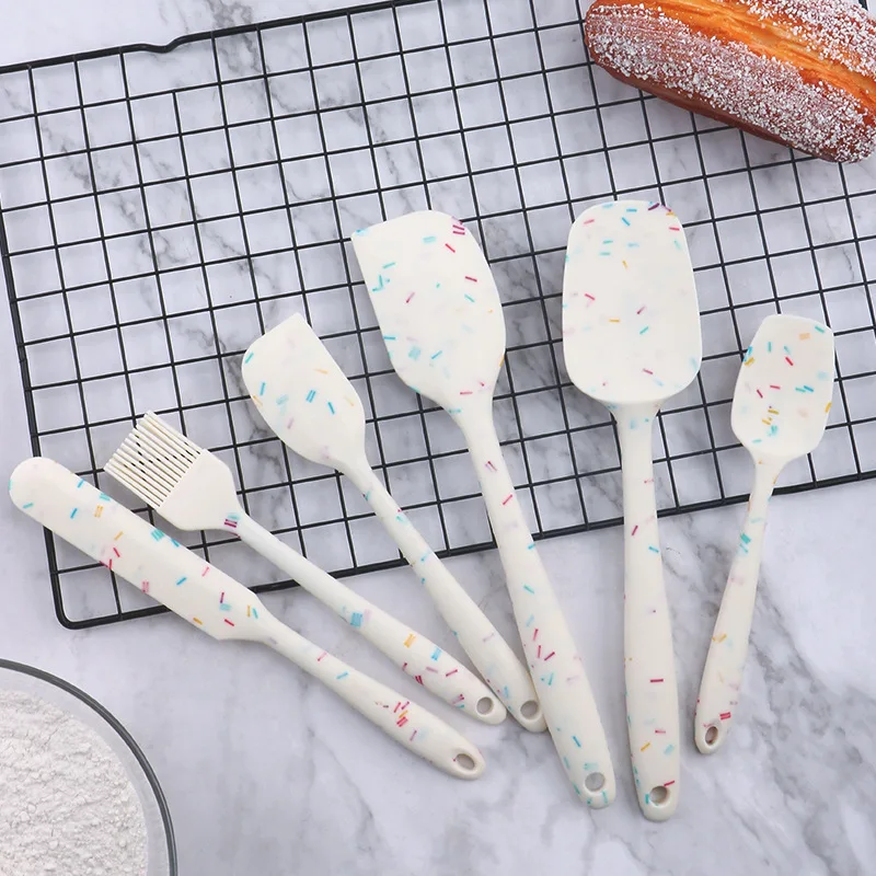 Silicone Spatula Kitchenware Baking 6-Piece Set One-Piece Cream Spatula Silicone Brush Silicone Spatula  baking accessories