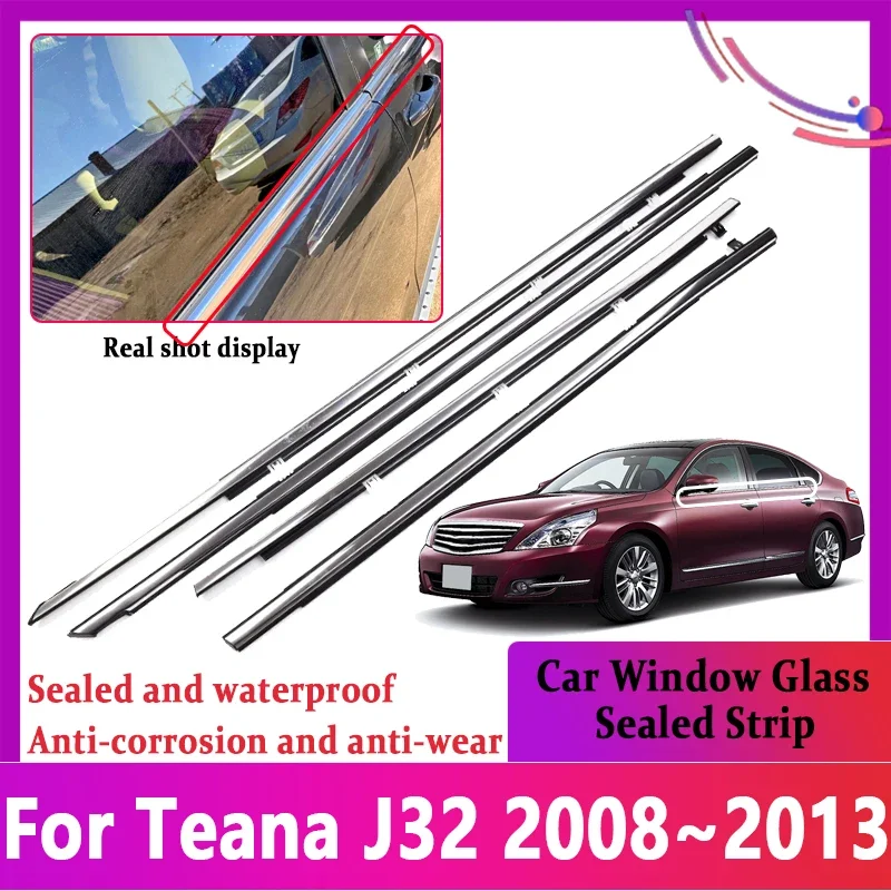 

Car Window Glass Sealed Strip For Nissan Teana J32 2008~2011 2012 2013 Maxima Chrome Laminate Protector Weatherstrip Accessories