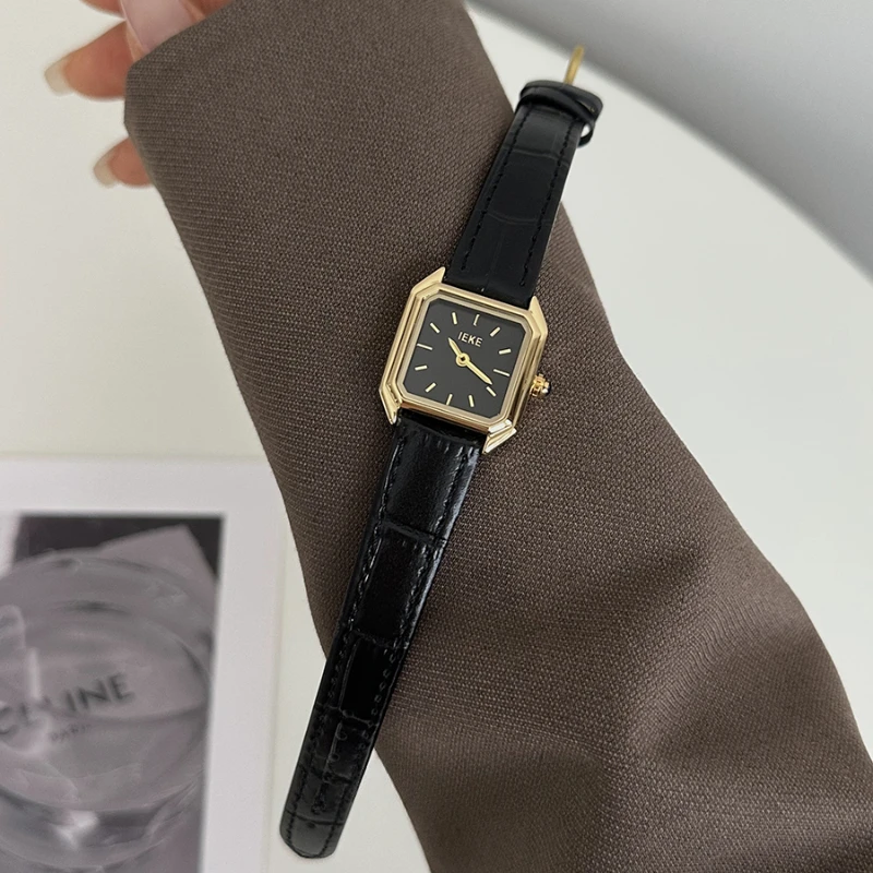 Top Brand Luxury Women Square Watch Black Leather Quartz Small Dial Lady Wristwatch Gift Fashion Female Montre Femme