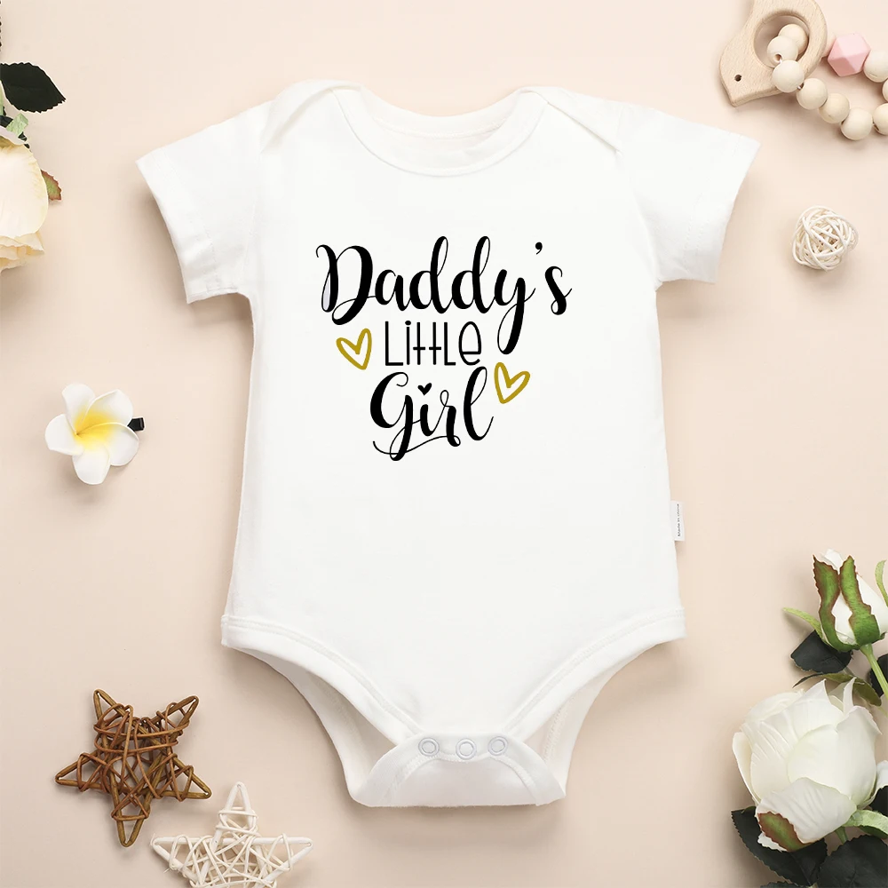 Top Sell Comfy Loose Newborn Romper White 100Cotton Clothes Daddy's Little Girl Letter Minimalist Infant Onesie Four Seasons