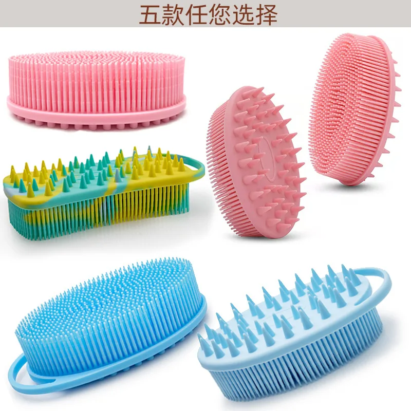 Exfoliating Silicone Body Brush,2 in 1 Bath and Shampoo Brush,Wet and Dry Scalp Massager,Premium Silicone Loofah,Lathers Well