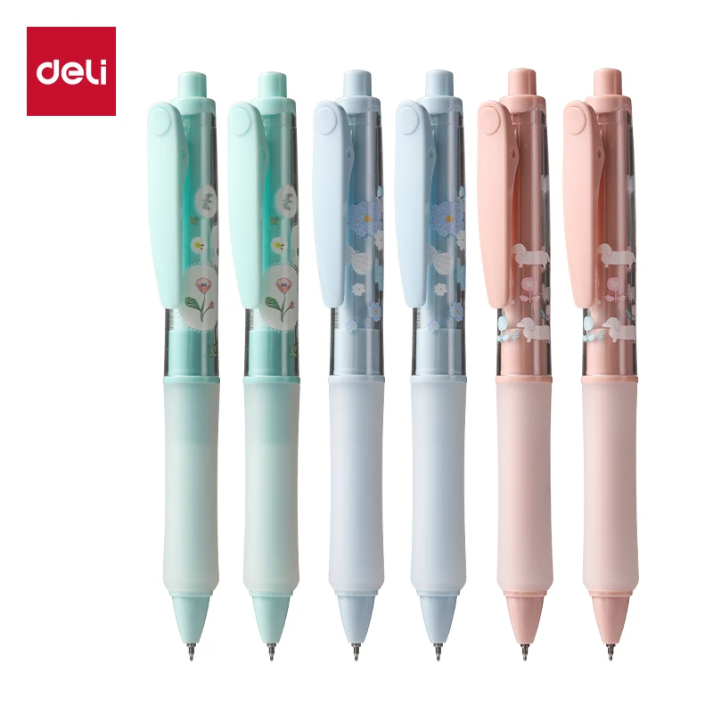 Deli 3pcs 0.5mm Black Ink Quick-drying Cute Gel Pen Stationery Signing Pen Gift Kawaii Pen Office Supplies School Supplies