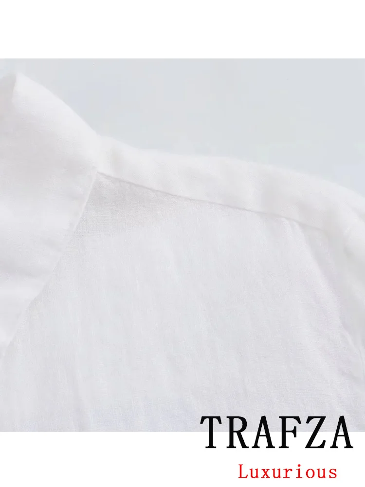 TRAFZA Vintage Casual Solid Women Suit Single Breasted Turn-down Collar Blouse Loose Long Pants Fashion 2024 Holiday Summer Sets