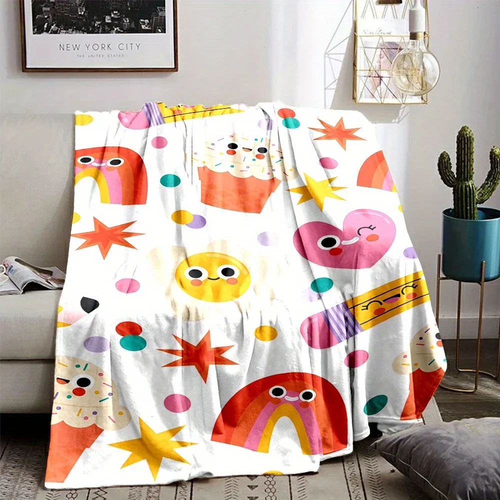 

Cozy Cartoon Food-Themed Flannel Throw Blanket - Soft, Warm & Reversible for All Seasons - Perfect for Bed, Sofa, Camping | Mach