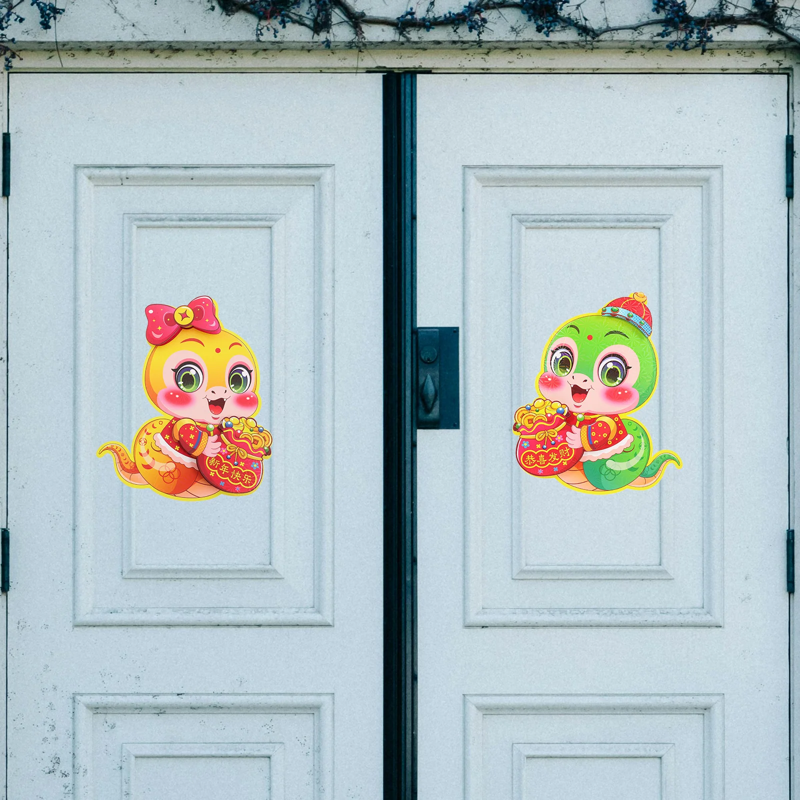 

1Pair Chinese New Year Window Clings 2025 Spring Festival Fu Character Door Stickers Holiday Decoration Glass Window Lunar New