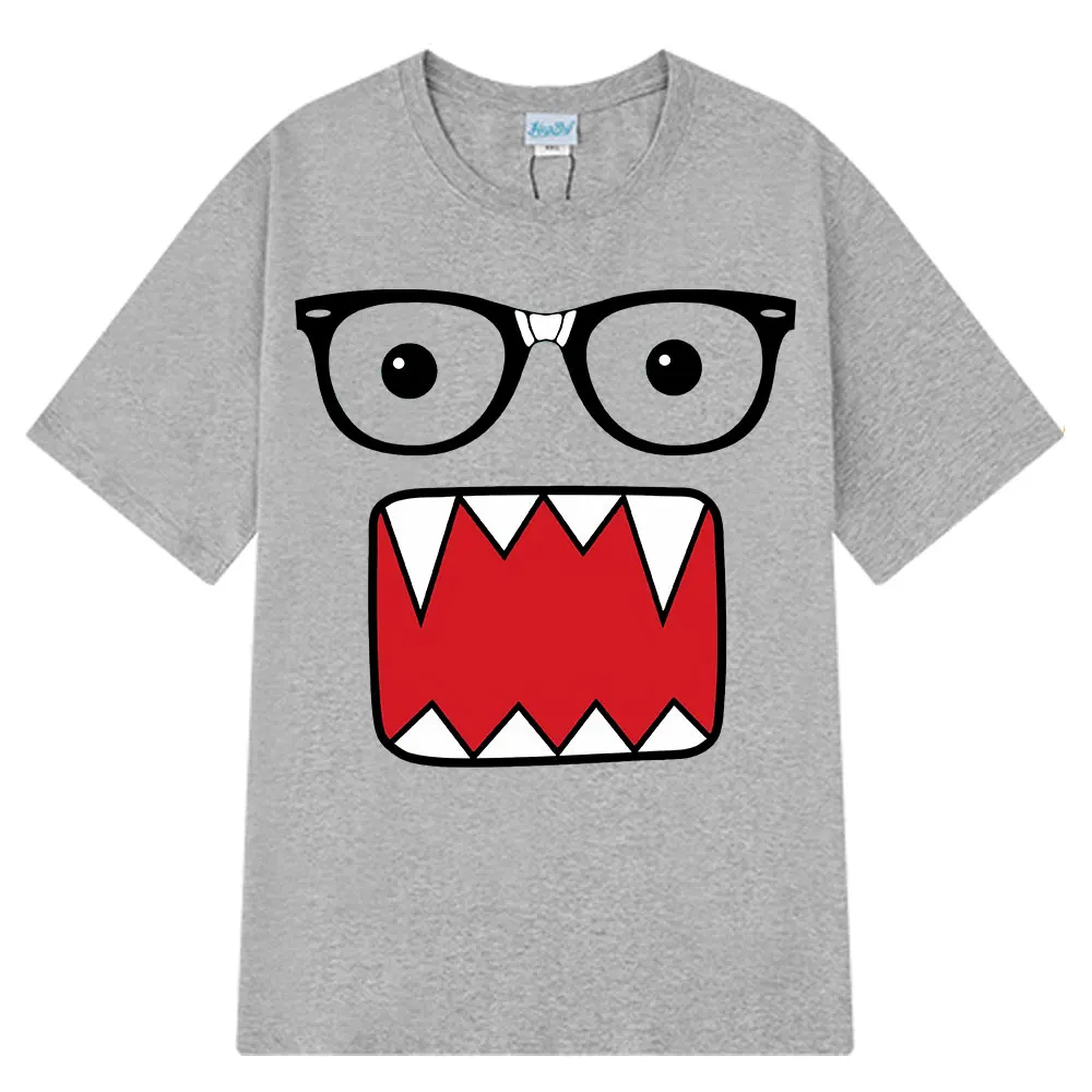 دومو كون مضحك روح الدعابة موضة تي شيرت الرجال النساء 100% القطن تي شيرت غير رسمي Harajuku قصيرة الأكمام المتضخم للجنسين تي شيرت