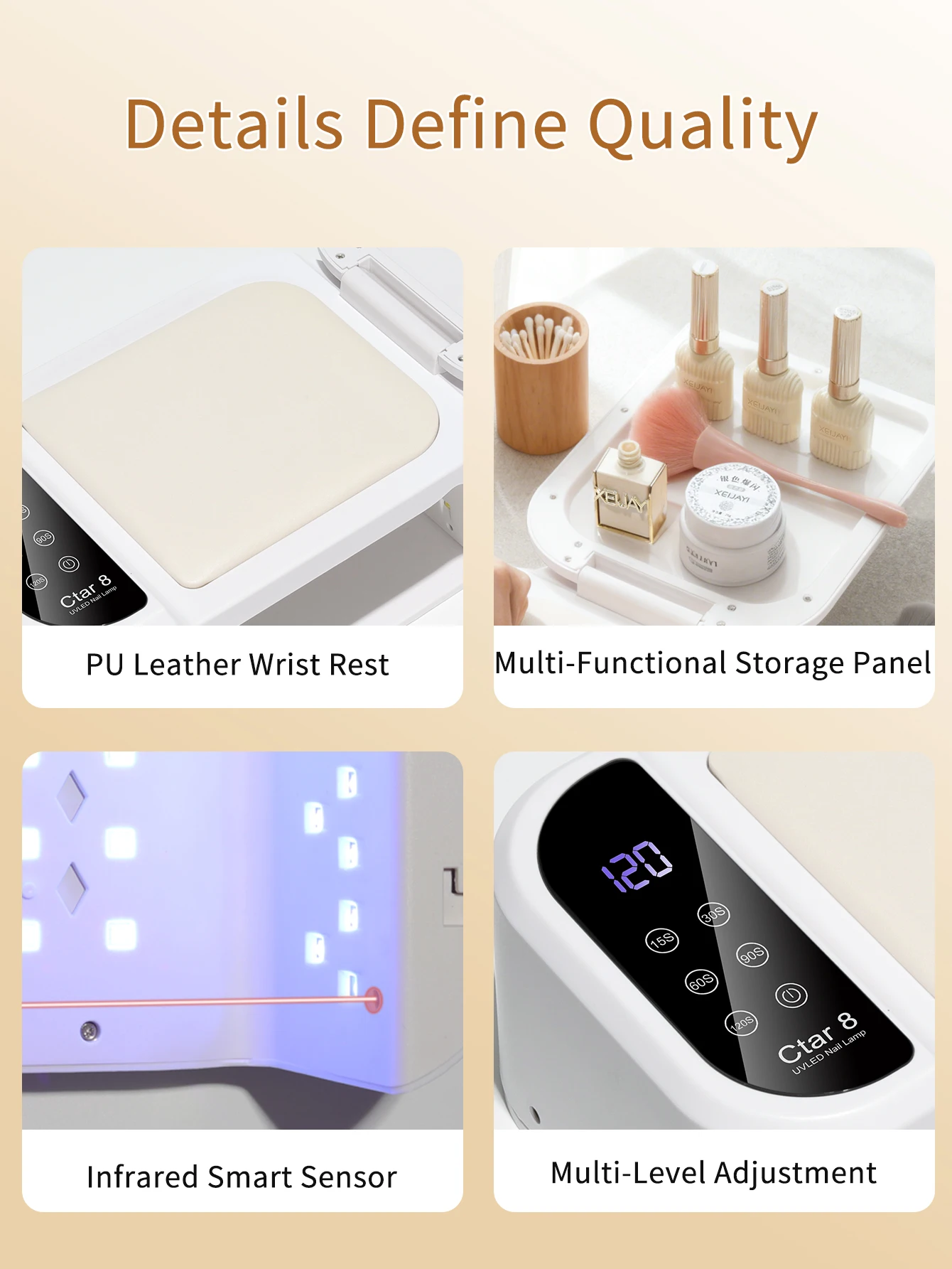 1 قطعة LED وسادة اليد ضوء مصباح الأشعة فوق البنفسجية الغراء مجفف ، سريع مسمار مجفف مسمار البولندية علاج مصباح الأشعة فوق البنفسجية مع 5 الموقتات