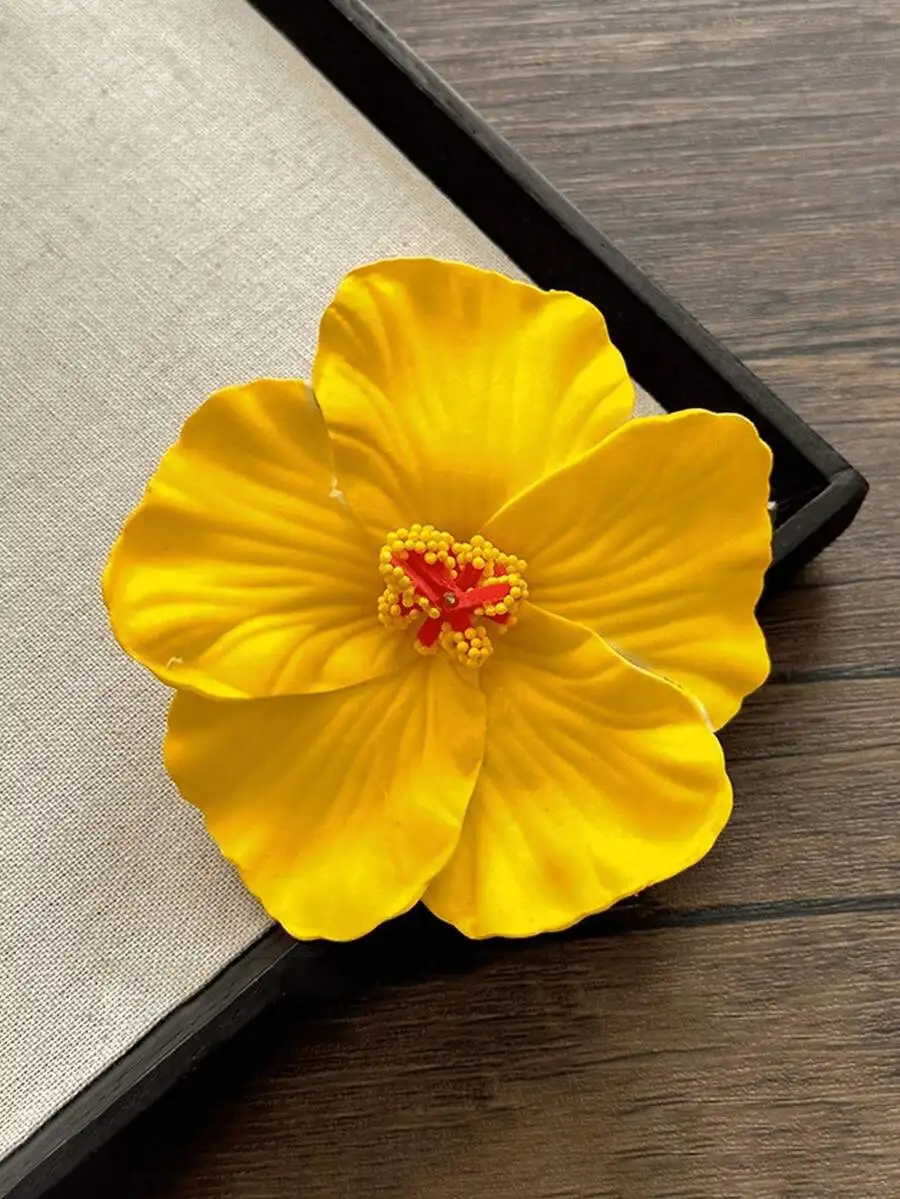 Tropical Artificial Hibiscus Hair Clip For Women – Summer Beach, Holiday, Wedding, Festival Accessory, Claw Or Pin Style - Detail 1