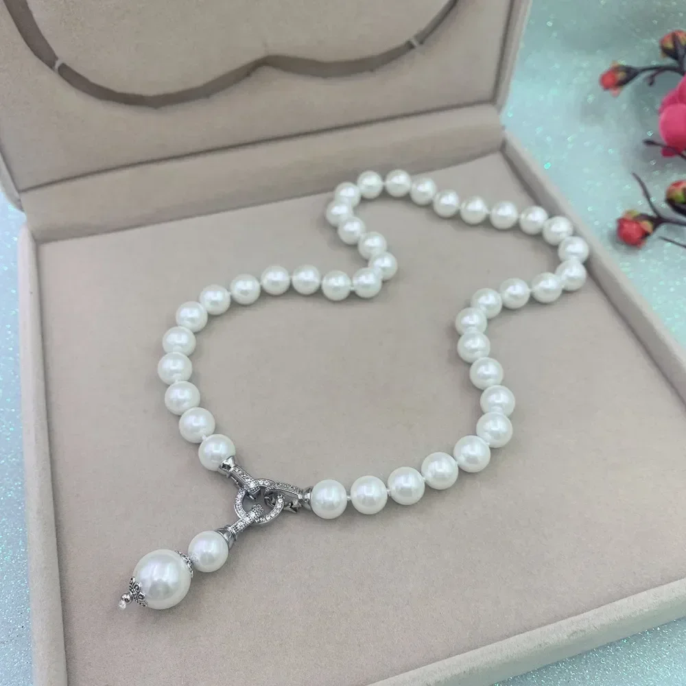 Fashion Sweater Chain Elegant Pearl Necklace Pendant for Women Girl Gift Charm Choker Hombre Chain Clothing Accessories Jewelry