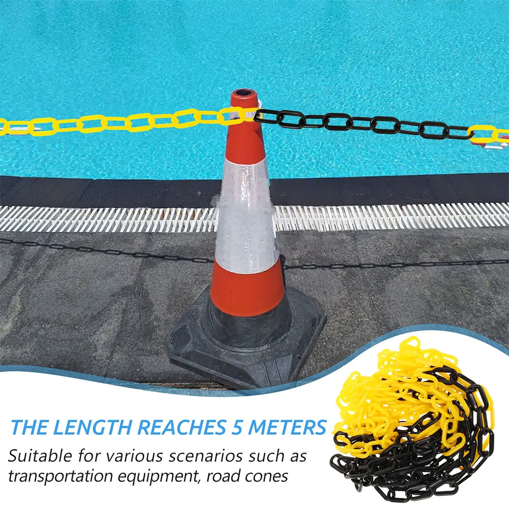 

2Pcs Traffic Safety Chain Plastic Warning Barrier Chain Adjustable for Parking Lot Crowd Control Security 5 Meter