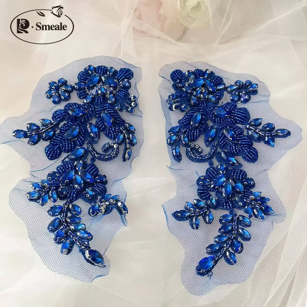 Handgenähte Strassblume für Hochzeitskleid, Strassmäntel, verspiegelte Schultern, DIY-Patch, Glasbohrer, funkelnde Blumen
