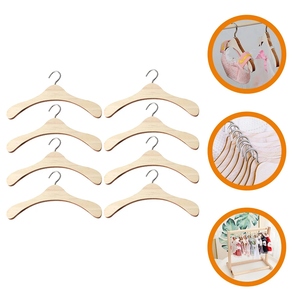 8 Pcs Miniature Clothing Rack Mini Hangers Mini Hangers Set Wooden Furniture Accessory Miniature Toy Dresser Set