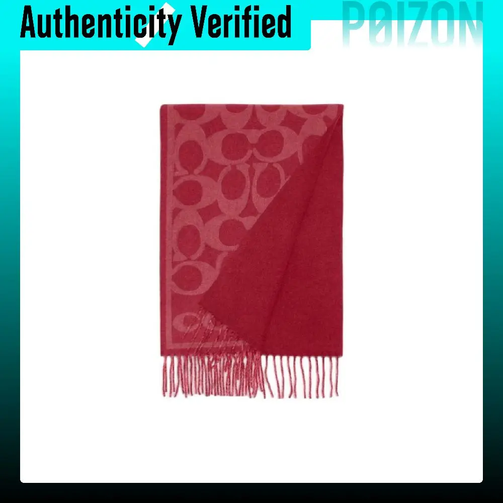 COACH Brand Logo Cashmere Knit Scarves Unisex Plum Joy CB692-MER