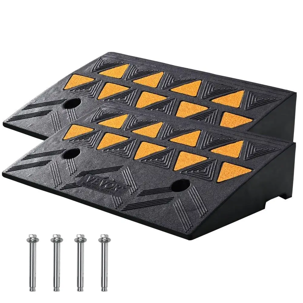 

Rubber Curb Ramp 2 Pack, 4.3" Height Heavy-Duty 33069 lbs/15 T Capacity Threshold Ramps, Driveway Ramps with Stable Grid