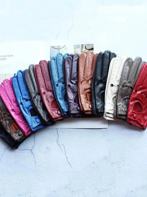 summer-driving-leather-gloves-women's-thin-sheepskin-unlined-full-cover-fingered-medium-thickness-handwear-for-driving