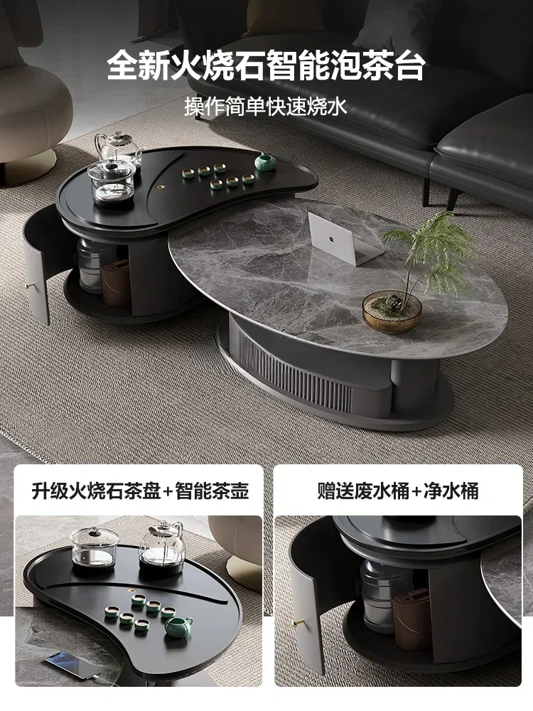 Kung Fu tea table tea integrated living room home modern simple Italian movable fire stone tea table