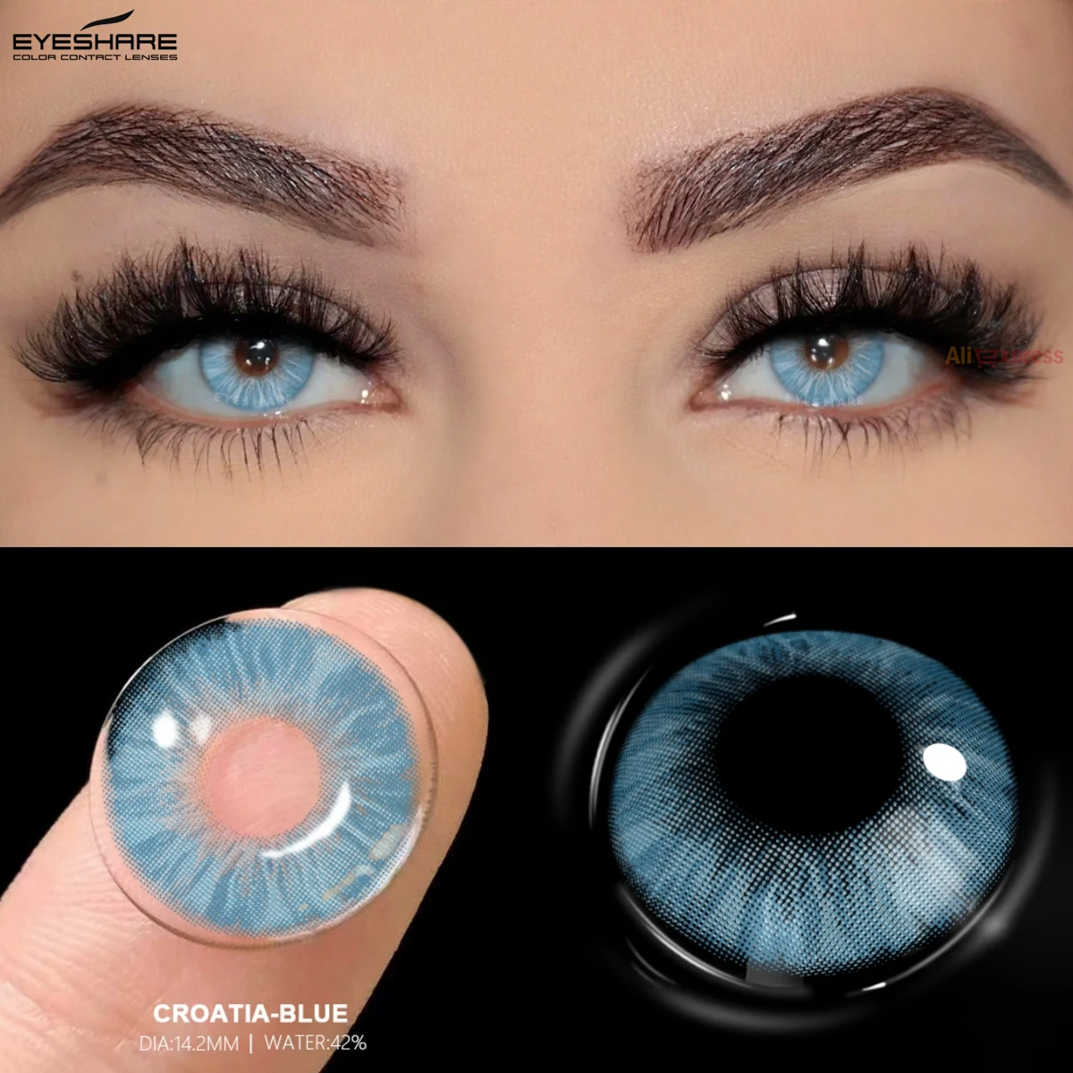 EYESHARE New Colored Contact Lenses Daily Disposable Natural Brown Contact 1Day Daily Lens Blue Lenses 10Pcs/5Pair Gray Pupils