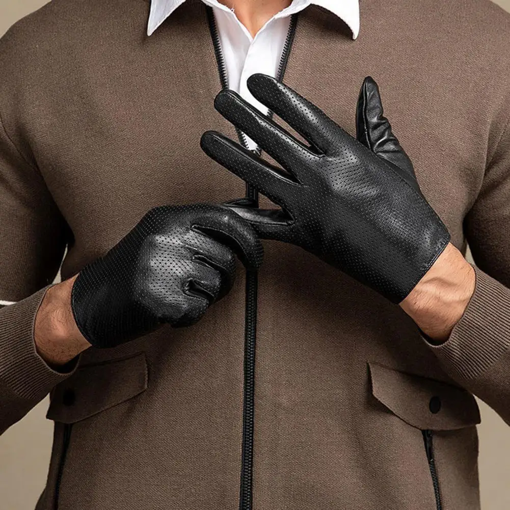 1 paio di guanti da uomo in finta pelle di pecora guanti da ciclismo tinta unita antiscivolo antivento guanti da equitazione accessori da esterno
