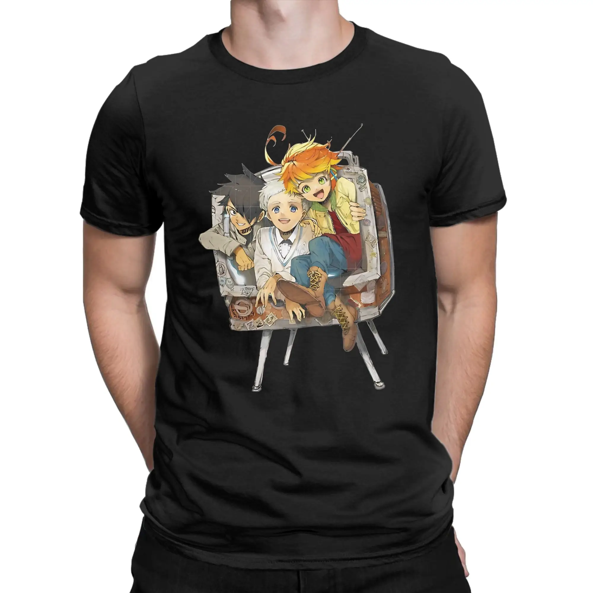 The Promised Neverland Emma,Norman & Ray T-Shirt For Man Summer  Awesome T Shirts O-Neck Harajuku Tees Big Size Printed Tops
