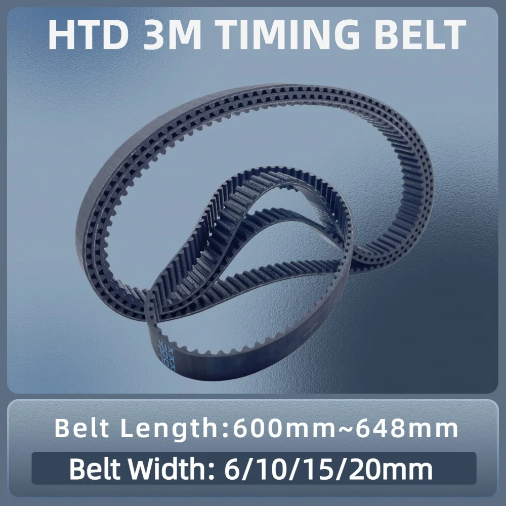 

HTD 3M Timing Belt Length 600 603 606 609 612 615 618 621 624 627 630 633 639 645 648mm Belt Width6-20mm HTD 3M Closed Loop Belt