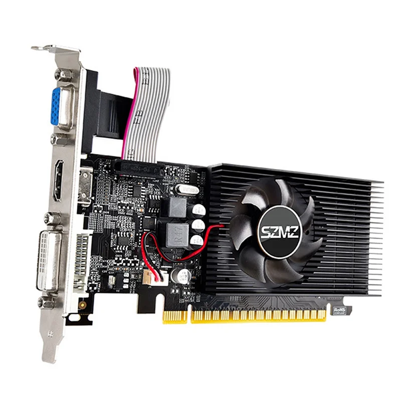 SCLS  GT730 4GB DDR3 128Bit Graphics Card with Cooling Fan Low Profile Graphics Card for Office/Home Entertainment PC Games