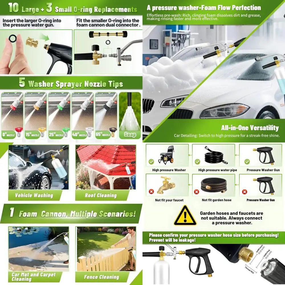 

22Pc Foam Cannon for Pressure Washer with Dual-Connector&Short Pressure Washer Gun, Power Washer Gun with 1/4" Quick Connect & M