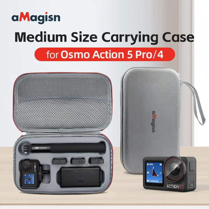 حقيبة حمل aMagisn لـ DJI Osmo Action 5 Pro، حقيبة سفر محمولة متوافقة مع ملحقات Action 5 Pro / 4 Adventure Combo