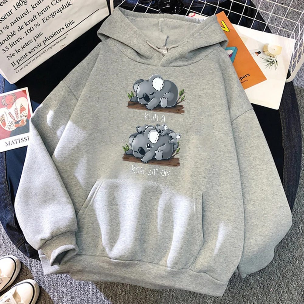 Koala Have Baby Kawaii Prints Women Hoodies Harajuku Street Clothes Oversize Fashion Hoodie Fleece Loose O-Neck Pullover Female