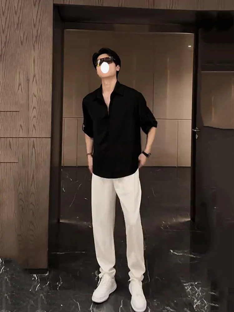 

Мужской комплект премиум-класса из ледяного шелка, летняя драпировка Bla ort Sve CleanFit 7/8 Sve Faionable, свободный крой, молодежный модный