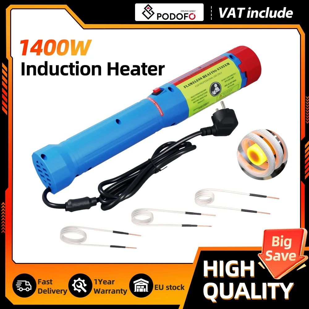 Image of Podofo 1400W Flammenloser Magnetischer Induktionsheizer Set 110V/220V Automobilheizgerät für Autoreparatur