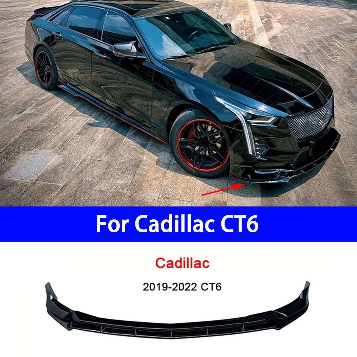 Suitable for Cadillac CT6 Front Lip New Modified Blade Front Shovel Anti Scratch Glossy Black/imitation Carbon Fiber Material