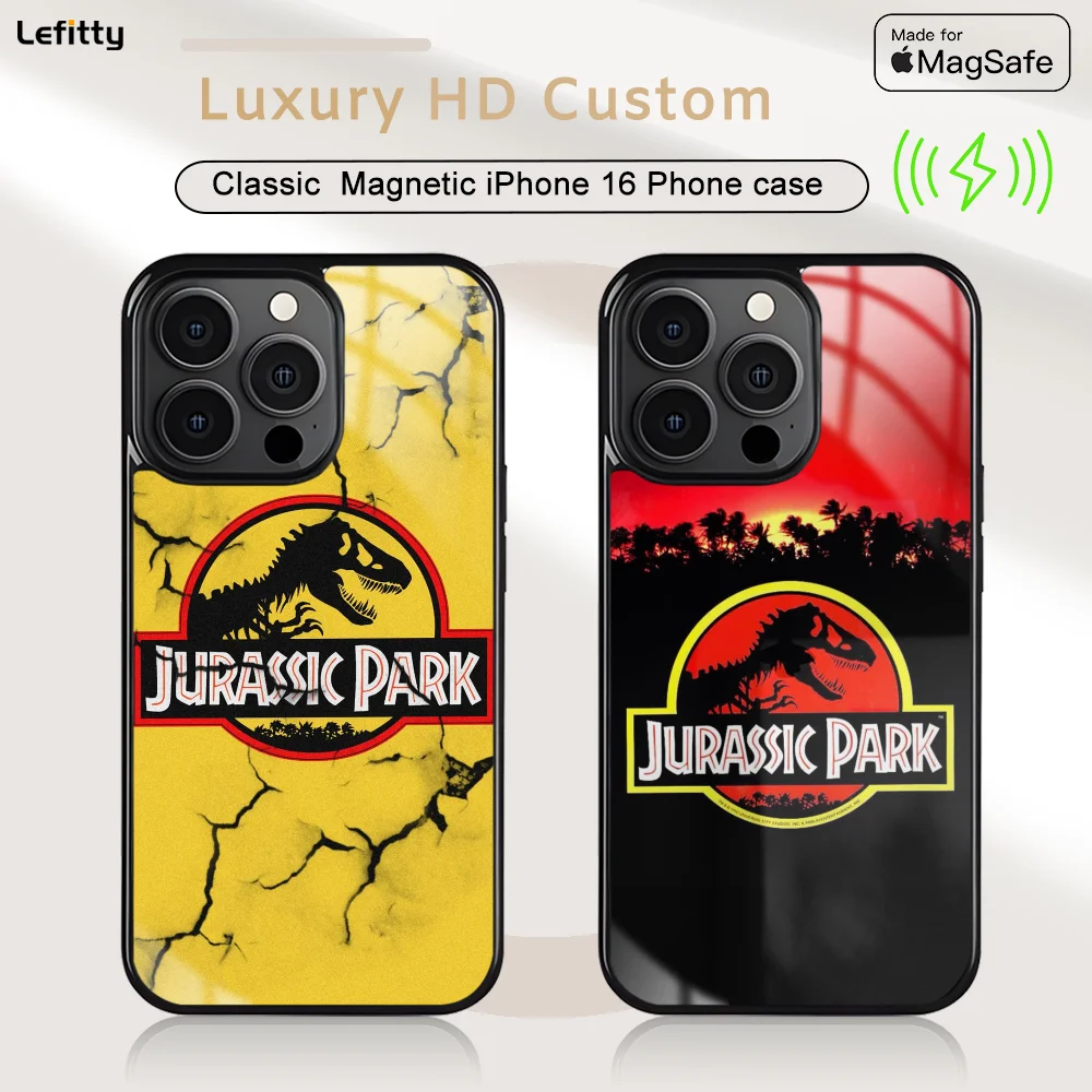 

J-Jurassic Park Flim Dinosaur Phone Case For iPhone 16 15 14 13 12 11 Pro Max Plus Mini Magnetic Magsafe Wireless Charging Cover