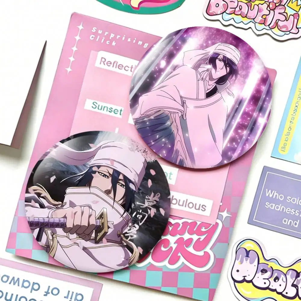 

B-Bleach Anime K-Kuchiki Byakuya Badges 25 32 44 58 75 mm Round Fans Collect Friends Gifts Brooch Souvenir