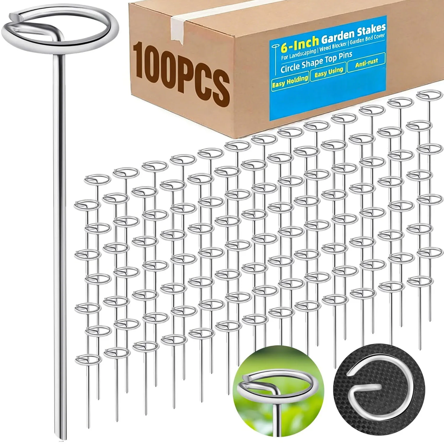 

1-100pcs Steel G-type Ground Spikes Heavy-duty Fence Tubing Stakes Sod Pins Landscape Spikes for Holding Lawns Garden Supplies