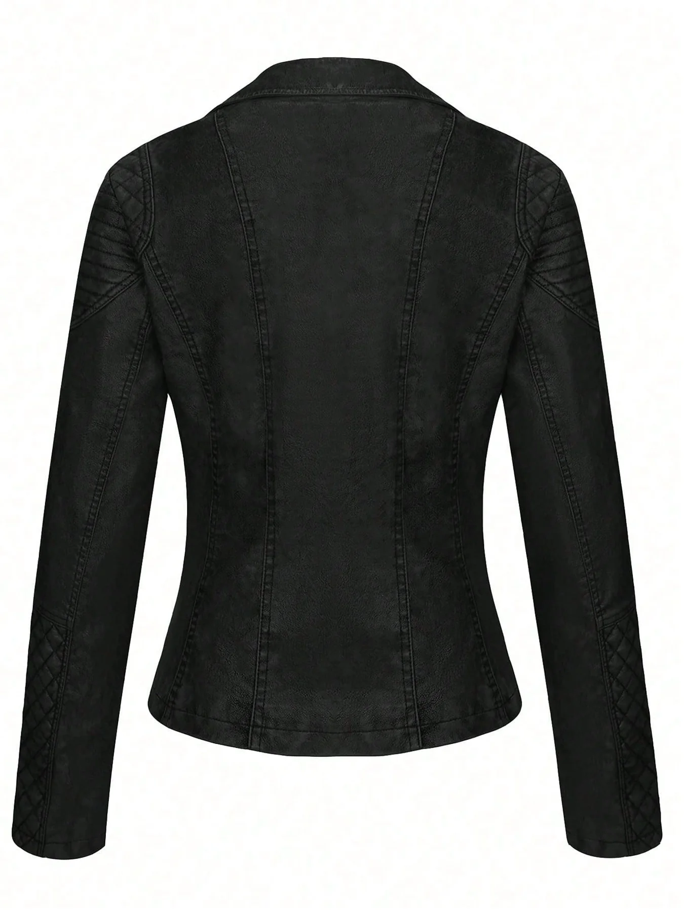 Women's Fall/Winter Faux Leather Cropped Biker Jacket - Asymmetric Zip for Edgy Street Style Layering