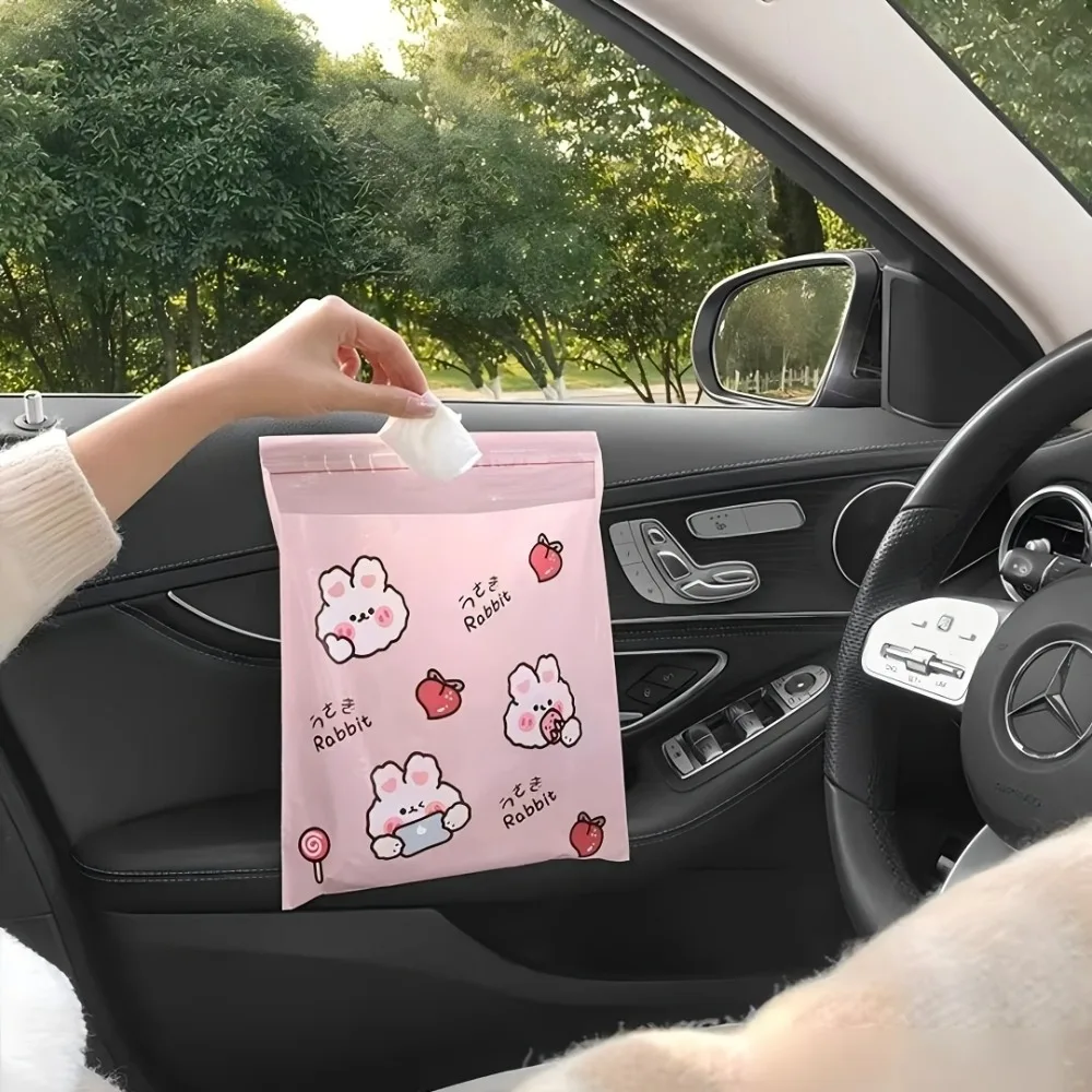 120pcs of Creative Panda Dinosaur Cow and Capybara Pattern Car Trash Bags