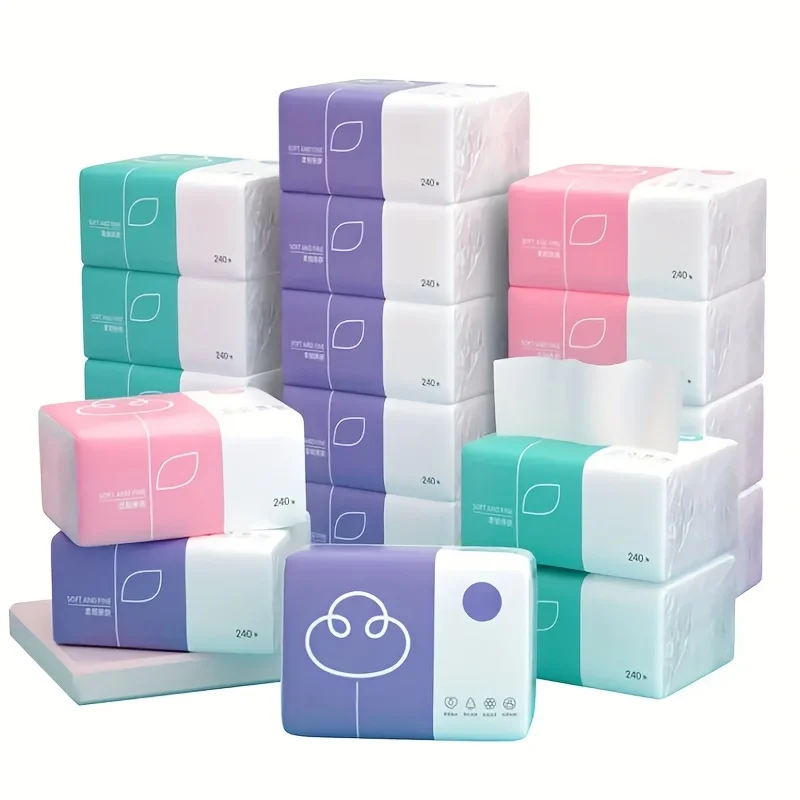 1PC Premium 4-Ply Tissues 240 Count Each Recyclable Paper Versatile for Facial Toilet Napkin Use Durable Absorbent