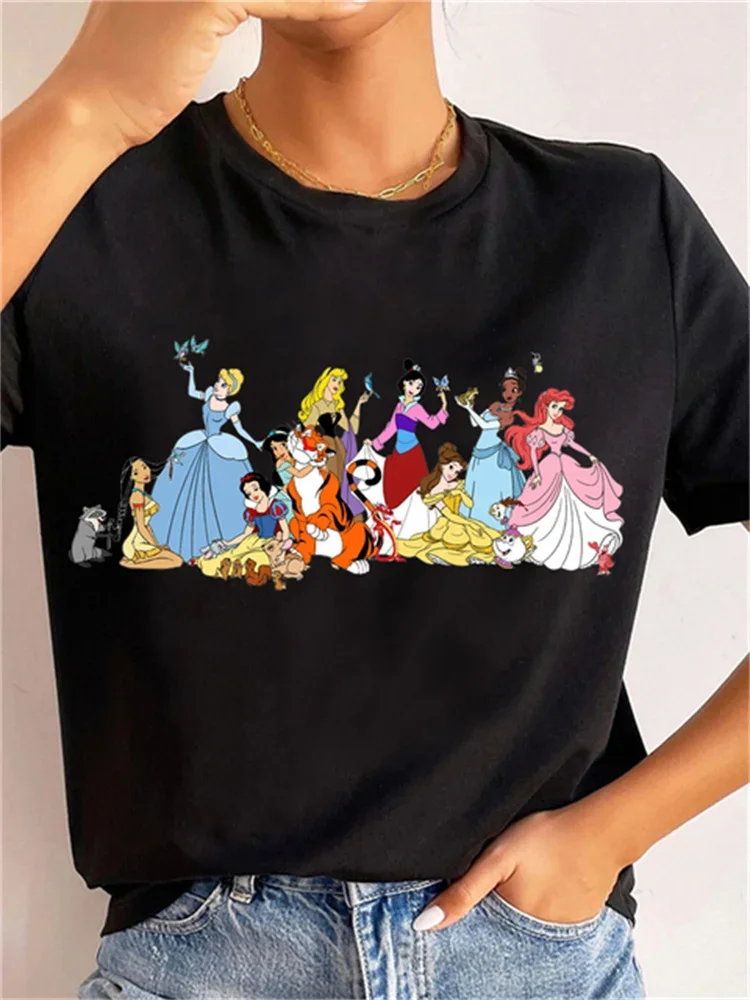 

Disney Cartoon Women's T-shirt Snow White and The Seven Dwarfs Print Street Casual Loose Short Sleeve Top Unisex