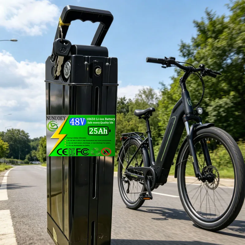 Haiba internal frame ebike replacement battery pack showing key lock and carry handle