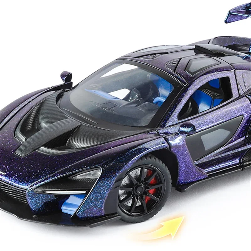 1/24 Senna Legering Sportwagen Model Diecasts Metal Track Racing Voertuigen Auto Model Geluid Licht Simulatie Met Spray Kinderen Speelgoed gift