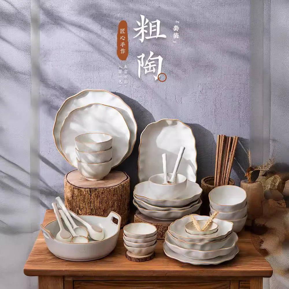 

YFY tableware gift box set, pot and pans set, bowl set, free plates and bowls, color glaze with chopsticks Japanese style