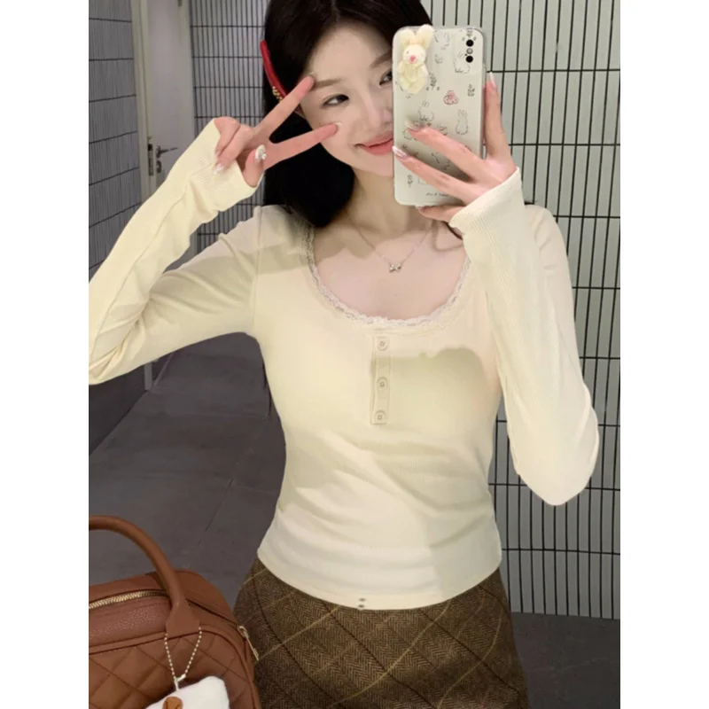 

Женская рубашка из матового флиса в корейском стиле с утолщенным квадратным вырезом и ключицей, новая осенне-зимняя теплая рубашка с длинным рукавом