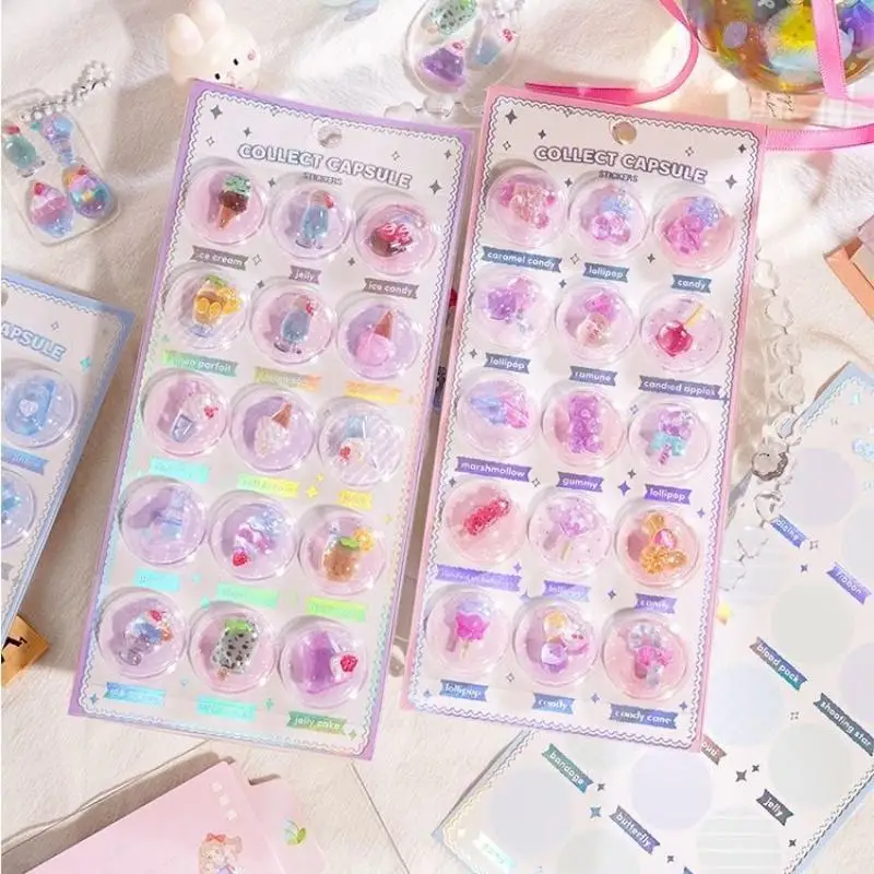 1/3 шт., милые 3D креативные планеты, еда, мультяшные круглые рельефные наклейки, скрапбукинг, журнал, канцелярские принадлежности, наклейка, сделай сам, украшение, подарок