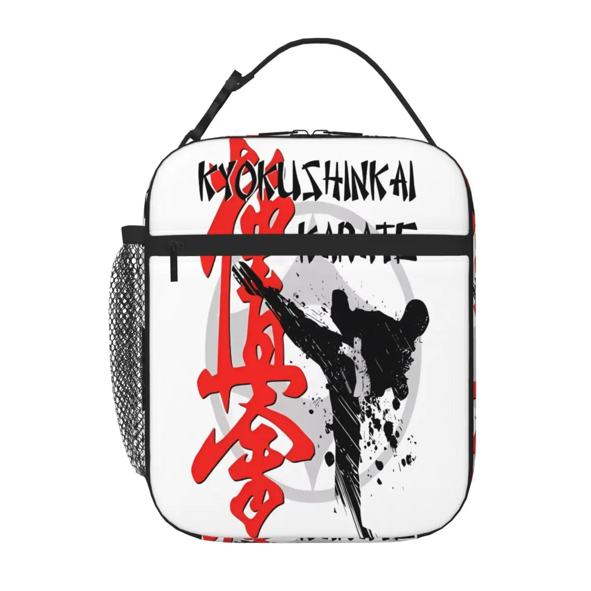 Bestselling Masutatsu Oyama Kyokushin Karate Kanji Logo Ruffled Neoprene Lunch Bag Staff Lunch Office Lunch Bag
