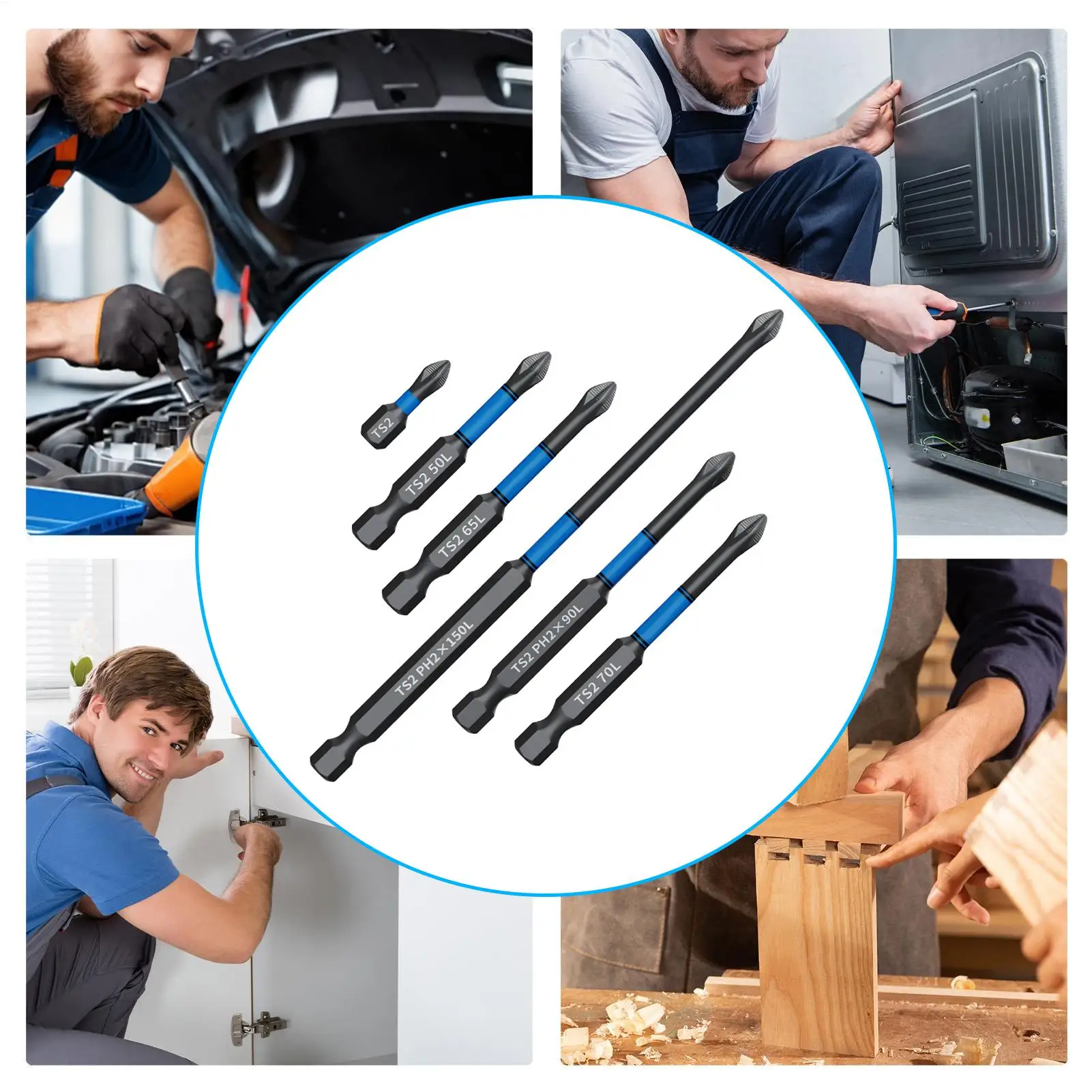 Screw Bit Set 6-Piece Precision Non Slip Magnetic Phillips Cordless Drill Bit Set For Woodworking Metalworking Drilling