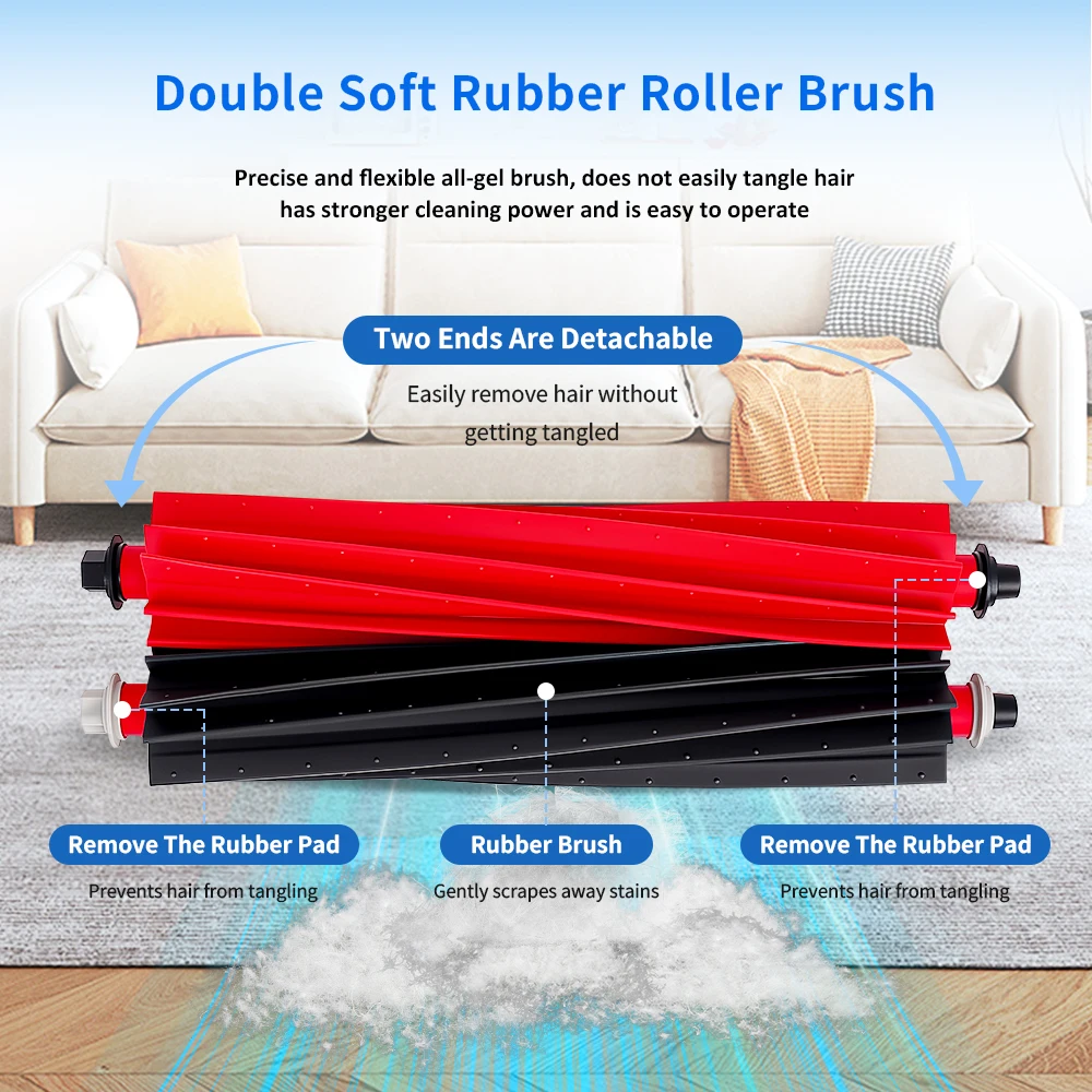 Hauptbürstenzubehör für Roborock S8 MaxV Ultra G20S V20 P10S Pro P10S Pro Plus Roboter-Staubsauger, abnehmbare Rollenbürsten