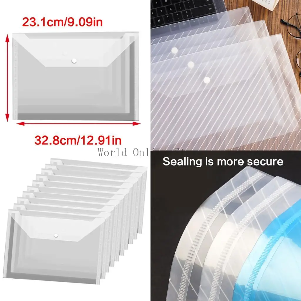 

Plastic File Folders Document Wallet Waterproof Protections Closure 87HC