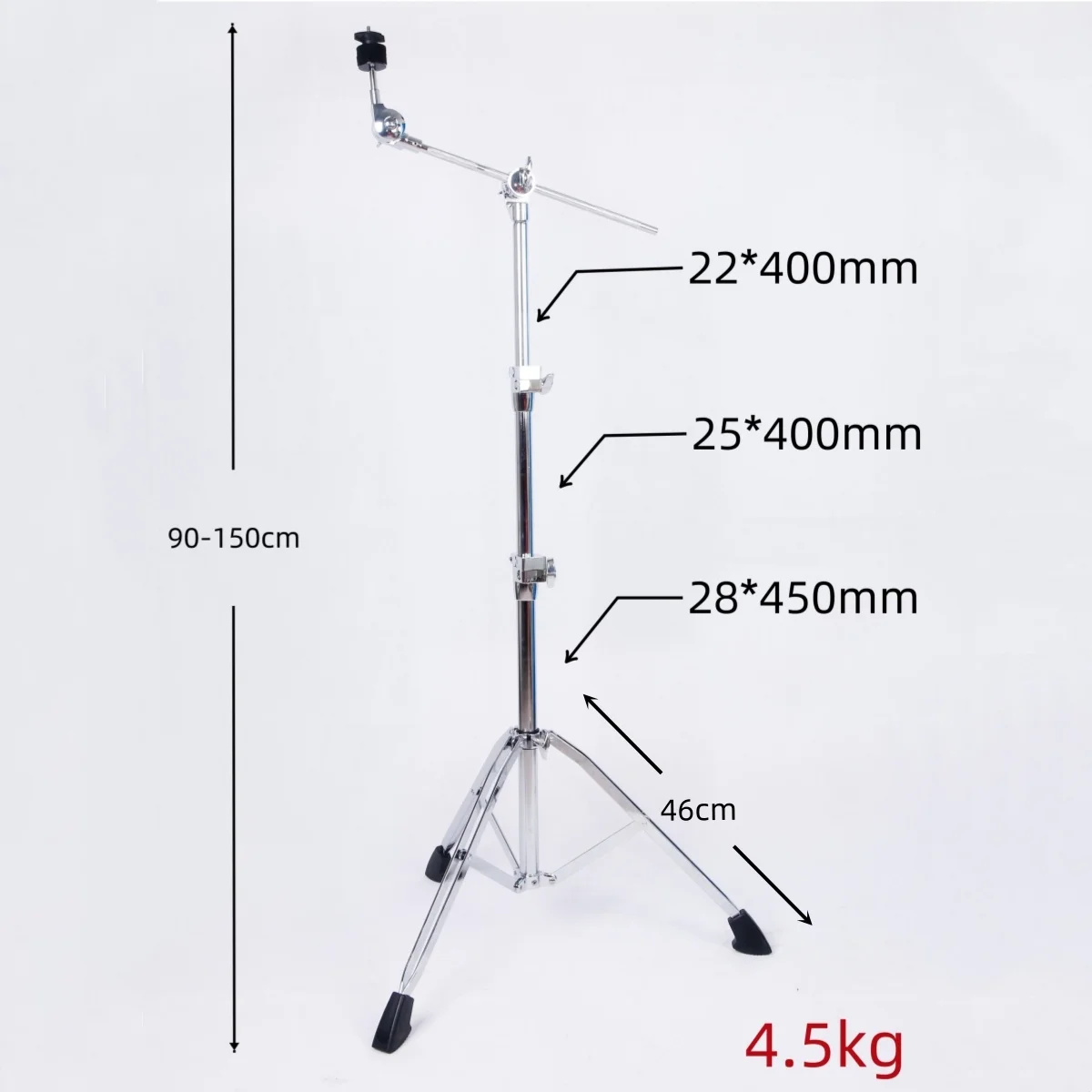 Cymbal stand with straight cymbal mount adjustable height and angle drum kit cymbal stand