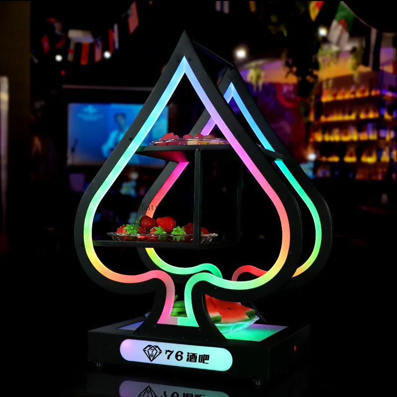 

Барная светящаяся лопата, стойка для фруктовых тарелок, светодиодная креативная KTV, специальная трехслойная кованая железная интернет-стойка для закусок знаменитостей, фруктовая стойка