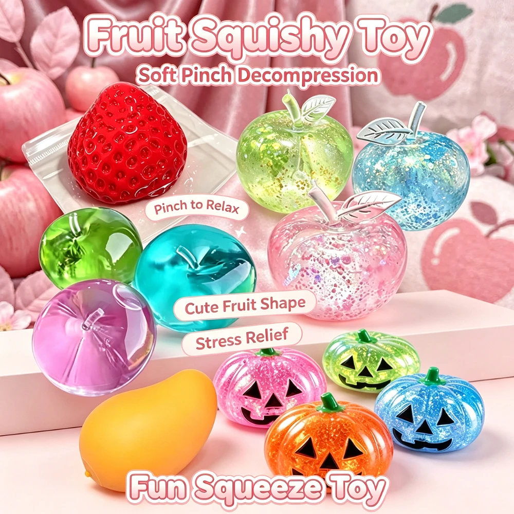 Fruit Series Big Apple Squeeze Toy Slow Rebound Stress Relief Toy, Extra Thin Skin Malleable Cream Texture Handmade Squishy Ball